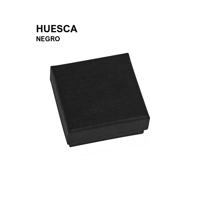 Caja HUESCA negra, pendientes 50x50x23 mm.